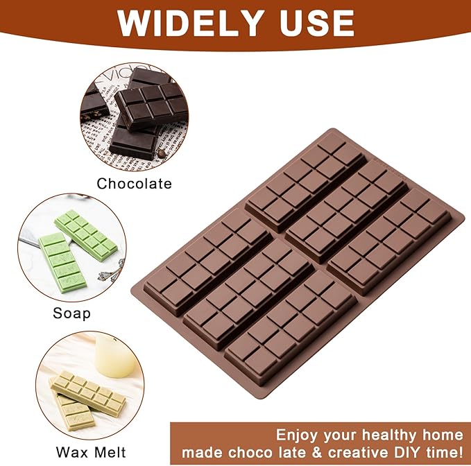 Husfunov Chocolate Bar Mold,Non-Stick Chocolate Molds, 100% Food Grade Silicone Deep Mold for Dubai Pistachio Rod, Candy, Snacks, Knafeh Pistachio Rod and More(10 Snap)