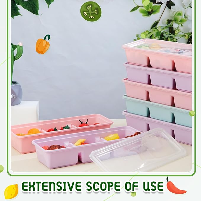 Hushee 10 Pack 17 oz Small Meal Prep Containers with 3 Compartments Snack Containers with Lid Disposable Plastic Bento Box Travel Lunch Food Boxes Stackable for Office Picnic (Purple,Pink,Mint Green)
