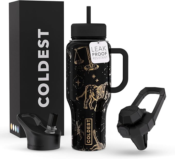 Coldest Tumbler with Handle and Straw, 100% Leak Proof Insulated Tumbler with Lid and Straw (3 Lids), Stainless Steel Tumblers for Women & Men, Cup Holder Friendly, 36 oz (Across Universe)
