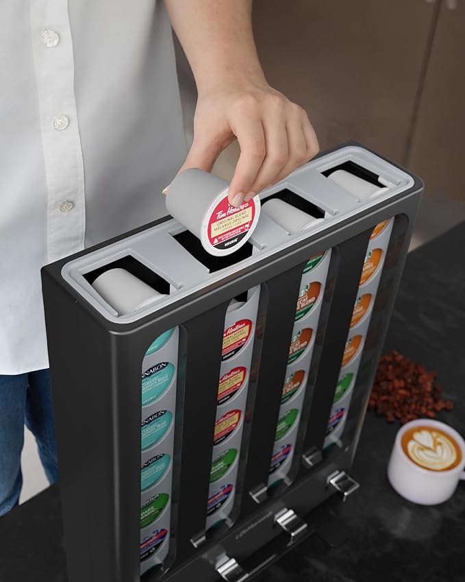 LifeMoreasy K Cup Holder Creative Coffee Pods Storage Stand Vending-Style K Pod Dispenser K Cup Organizer for 28 Pods