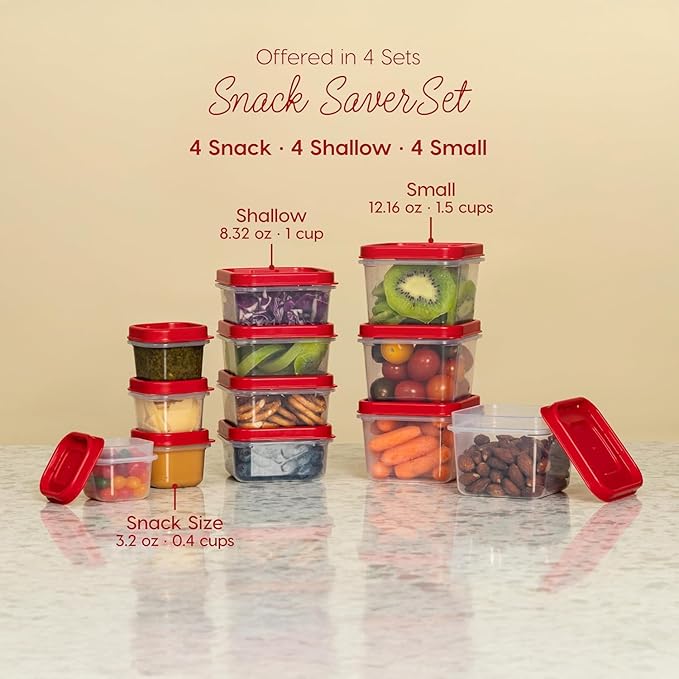 IRIS USA 24 PC Plastic Food Storage Containers With Lids | 12 Extra Small Containers & 12 Lids | For Sides Snack Fruit Dips Condiments, Microwave Dishwasher Freezer Safe, Clear/Red