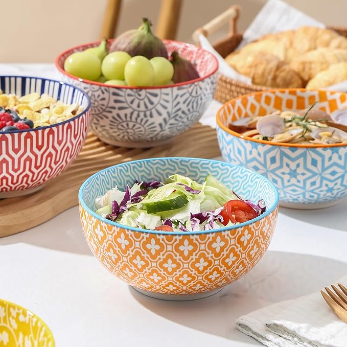 Selamica Ceramic Dinnerware Sets for 6, 18 Pieces Plates and Bowls Set, Scratch Resistant Dishes Set, Dishwasher&Microwave Safe, Assorted Colors