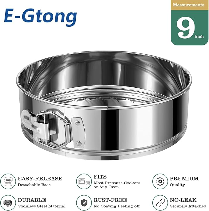9 Inch Springform Cake Pan, 304 Stainless Steel Springform Pans, Leakproof & Nonstick Cheesecake Pan with Removable Bottom, Round Spring Form Cake Pan For Baking