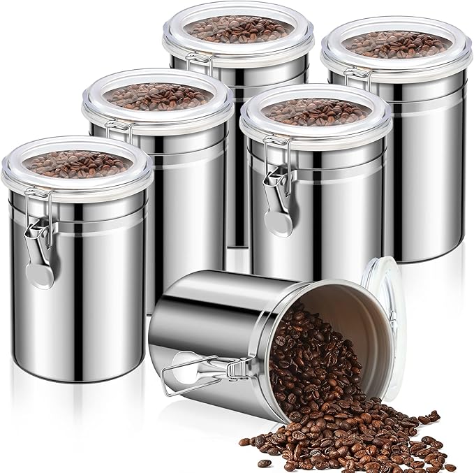 Lallisa 3 Pcs Stainless Steel Canisters 62 oz Stainless Steel Containers with Lids Food Storage Container with Airtight Clamp Lid Coffee Containers for Tea Sugar Coffee Flour Kitchen Counters