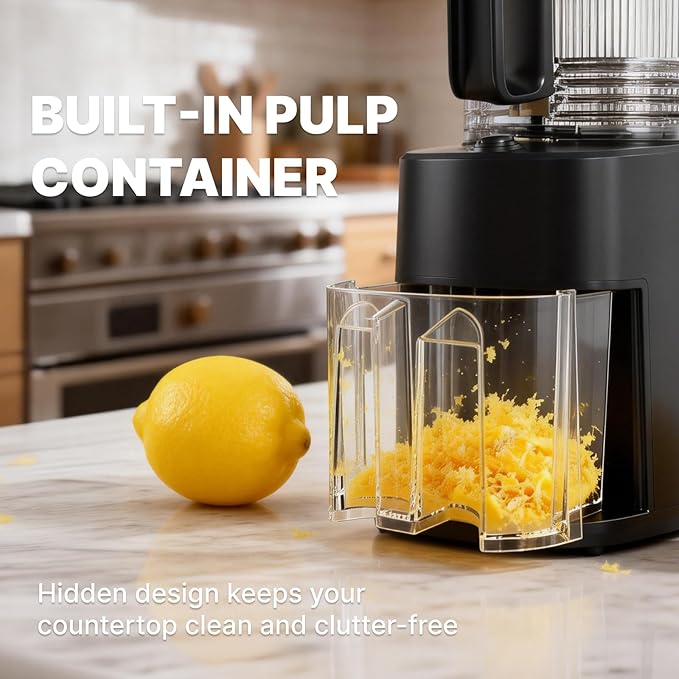 Cold Press Juicer, 5.5inch Wide Feed Chute Juicer Extractor Machine, Slow Masticating Juicer for Whole Vegetables & Fruits, Black