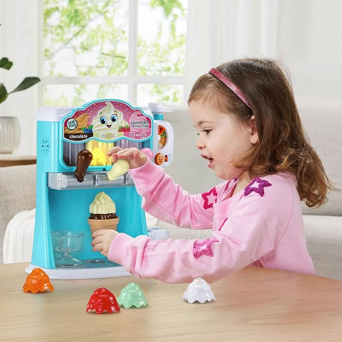 LeapFrog Count and Swirl Ice Cream Maker Playset for Kids Ages 2 Years and up, Blue
