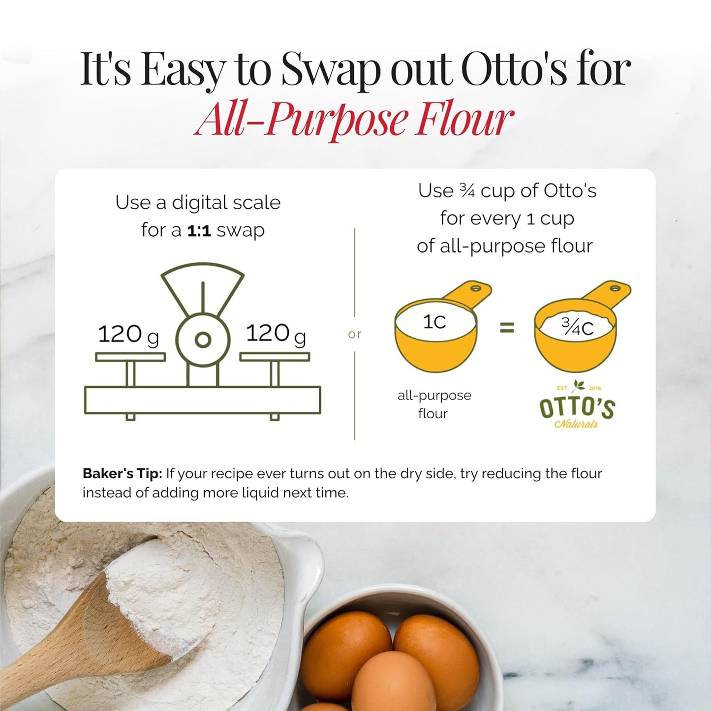 Otto's Naturals Organic Multi-Purpose Cassava Flour, Gluten-Free, Grain, Nut and Gum-Free, 1-to-1 Wheat Alternative, Paleo, AIP, 10 lb
