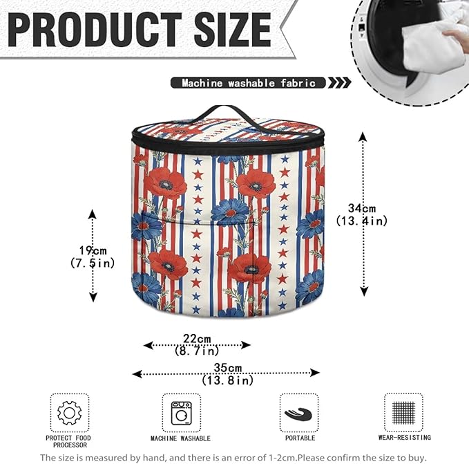 Stars And Stripes Pressure Cooker Insulation Bag for America250 Rose Print Insulated Carrier Electric Pressure Cooker Storage Bag Keep Your Cooker Dust Free