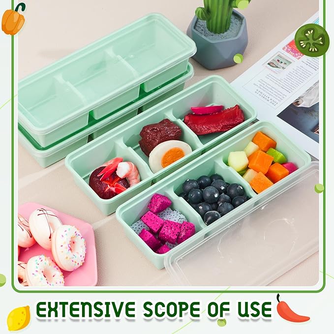 Hushee 50 Pack 17 oz Small Meal Prep Containers with 3 Compartments Snack Containers with Lid Disposable Plastic Bento Box Travel Lunch Food Boxes Stackable for Office Picnic (Mint Green)