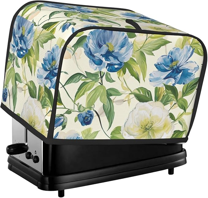 Pastoral Charm Flowers Toaster Cover 2 Slice, Cute Rural Bread Machine Cover, Washable Dust-Proof Cover for Kitchen Small Appliance Cover,with Top Handle
