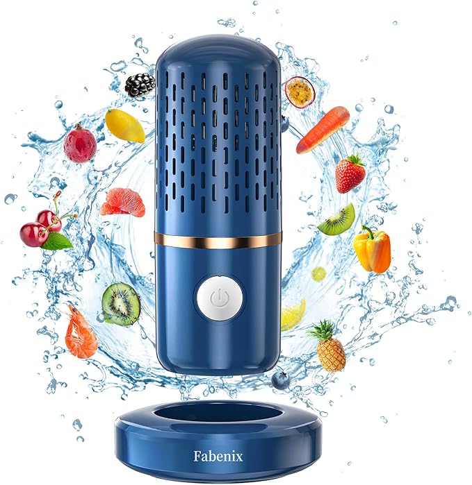 Fruit and Vegetable Cleaning Machine, Fruit and Vegetable Cleaner, USB Wireless Food Purifier, Cleaner Device for Washing Fruits, Vegetables, Rice, Meat and Tableware (Blue), Medium