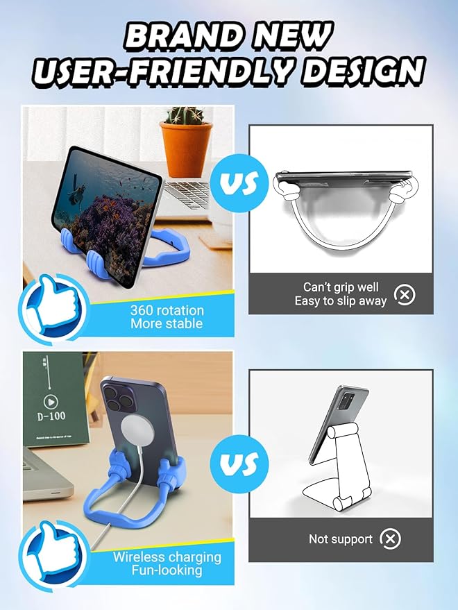 Stocking Stuffers for Teens Boys Girls Cell Phone Stand: Upgrade Adjustable Thumbs Up Lazy Phone Holder for Desk Fun Birthday Gifts for Grandma Adults Husband from Wife (Sky Blue, 1)