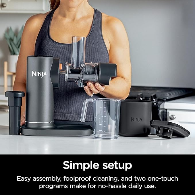Ninja (Refurbished) JC151 NeverClog BPA-Free Cold Press Juicer with Total Pulp Control and 2 One-Touch Programs (Machine Gray, Renewed) (Renewed)