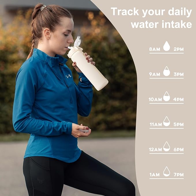 chunmo 24 oz Glass Water Bottles with 2 Lids-Handle Spout Lid & Straw Lid, Motivational Water Bottle with Time Marker and Silicone Sleeve,Leakproof-White-1 Pack