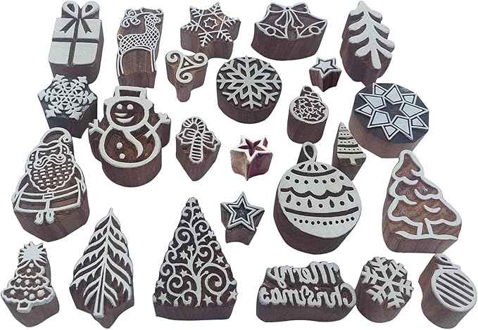 Royal Kraft Christmas Wooden Block Printing Stamps (Set of 25) Bulk01_25D