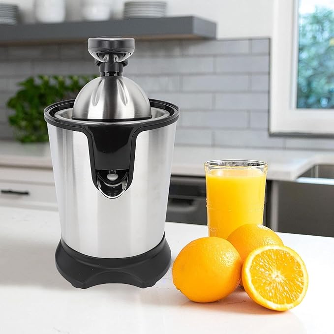 Electric Citrus Juicer, 180W 15000rpm Auto Off Dishwasher Stainless Steel Orange Juicer Ultra Powerful Motor Soft Handle Citrus Squeezer for Oranges, Lemons