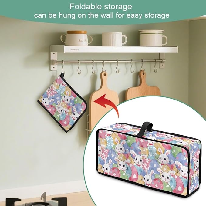 Easter Cute Bunny Toaster Cover Long Slot 2 Slice Slim Christmas Toaster Cover, Heat-Resistant Small Appliance Covers Dustproof Protective Covers for Modern Home Festival Decor