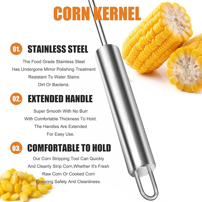 Corn Peeler Corn Thresher Corn Stripper for Corn On The CobCorn Shovel Corn Scraper Corn Kernel Remover Tool Cob Planer Corn Cutter Corn Knife Tool Stainless Steel Kitchen Gadgets