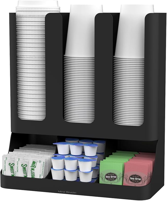 Mind Reader Coffee Pod Organizer and Condiment Station, Countertop Storage for 36 Pods, Cups, Coffee Accessories