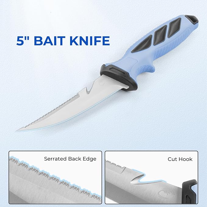 Calamus SwiftGlide Fillet Knife Kit Combo, Fishing Bait Knife and Filet Knives, G4116 German Stainless-steel Blades, Non-slip Handle, Fish Scaler, Non-slip Grip Gloves, Sharpening Rod, Storage Bag