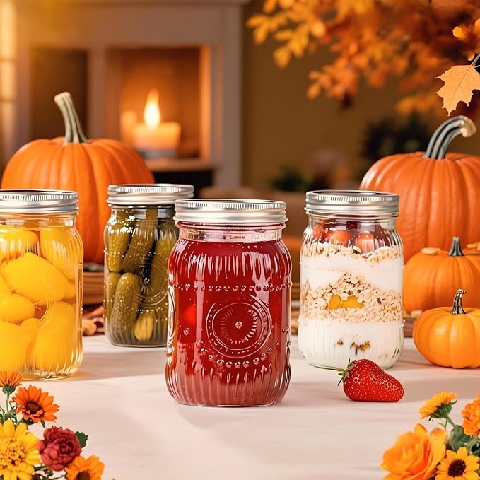 WELLIFE Sunflower Mason Jars 32oz-4Pcs