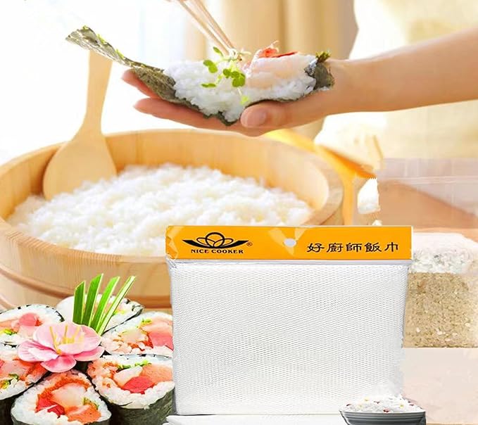 4Pcs Rice Net, 45 x 39 inch Sushi Rice Cooking Net,Non-Stick Rice Cooker Napkin,Reusable Home or Commercial Rice Net,Fine Mesh Steam Cloth