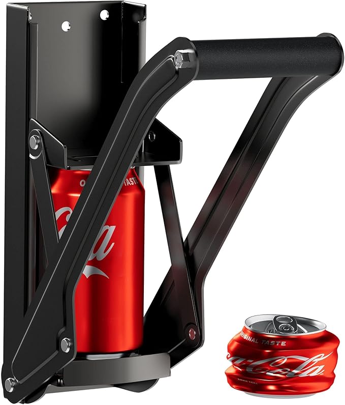 Can Crushers for Recycling - 16 oz Heavy Duty Aluminum Can Crusher Wall Mounted - Soda and Beer Can Smasher for Recycling with Bottle Opener - For 12 and 16 oz Cans - Easy to Install - RamPro