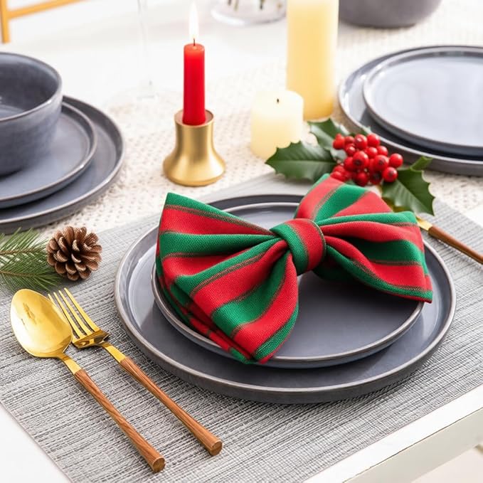 AmorArc Stoneware Dinnerware Sets,Round Reactive Ceramic Plates and Bowls Sets,Highly Scrath Resistant | Dishwasher & Microwave Safe Dishes,Service for 6 (18pc)