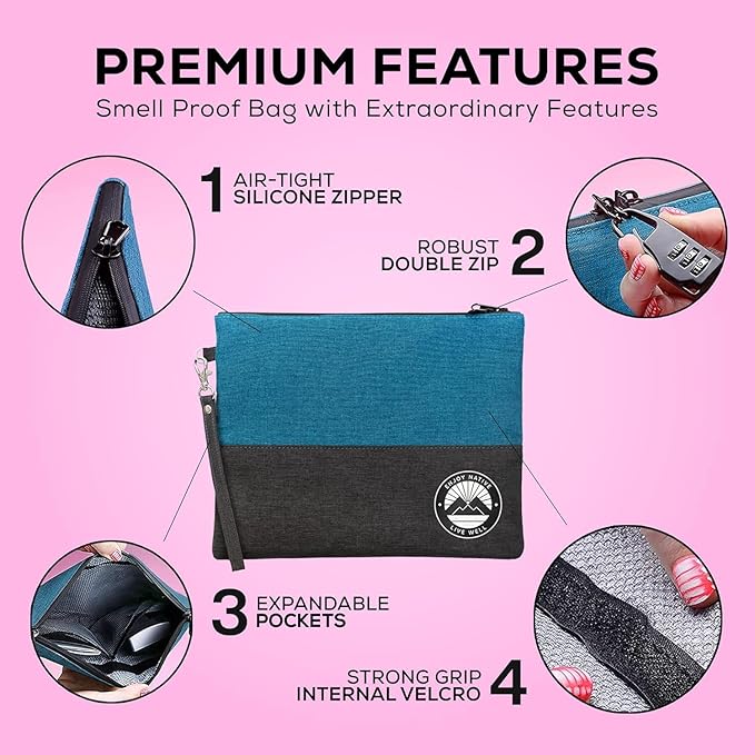 Enjoy Native Smell Proof Bag with Lock 11" x 9", Smell Proof Container, Dog Tested Odor resistant Bags, Best Zipper odor sealing pouch for Herbs, Coffee & Travel Medicine, Scent resistent Containers