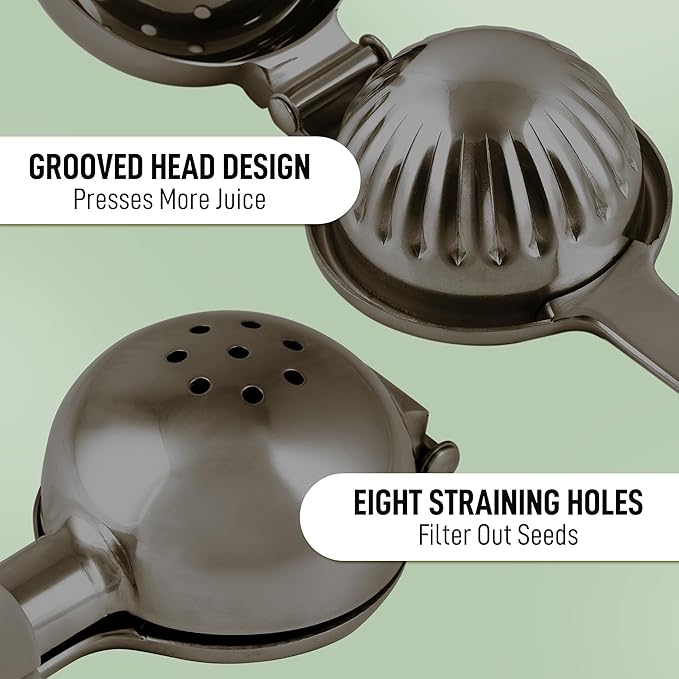 Zulay Kitchen Extra Large Lemon Squeezer Stainless Steel - Easy Squeeze Heavy Duty Lemon Juicer Hand Press - Ergonomic Citrus Squeezer & Fruit Juicer for Small Oranges, Lemons, & Limes - Black