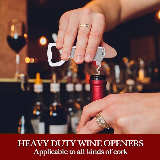 Ziliny 48 Pcs Bottle Opener Keychain Bulk Wine Bottle Beer Opener Keychain 3.27" Stainless Steel Corkscrew Waiter Corkscrew Wine Keyring Gifts for Christmas Bar Party Wedding Home (Silver)