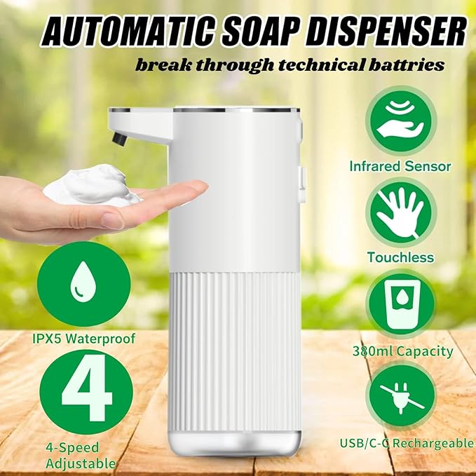 Automatic Liquid Soap Dispenser, Touchless Soap Dispenser Bathroom,Upgrade Hand & Dish Electric Dispenser Adjustable Waterproof Wall Mount Kitchen Auto Soap Pump for Thin and Thick Liquid