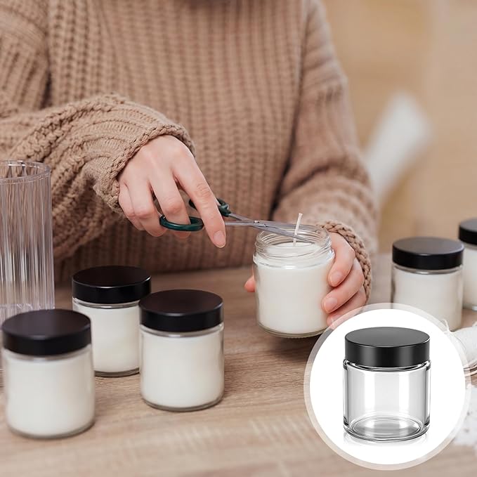 MTLEE 20 Pack 4oz Glass Candle Jars with Lids Round Empty Candle Container with Candles Making Kits Labels Gift Box Empty Canning Jars for Food Storage Spice Liquid