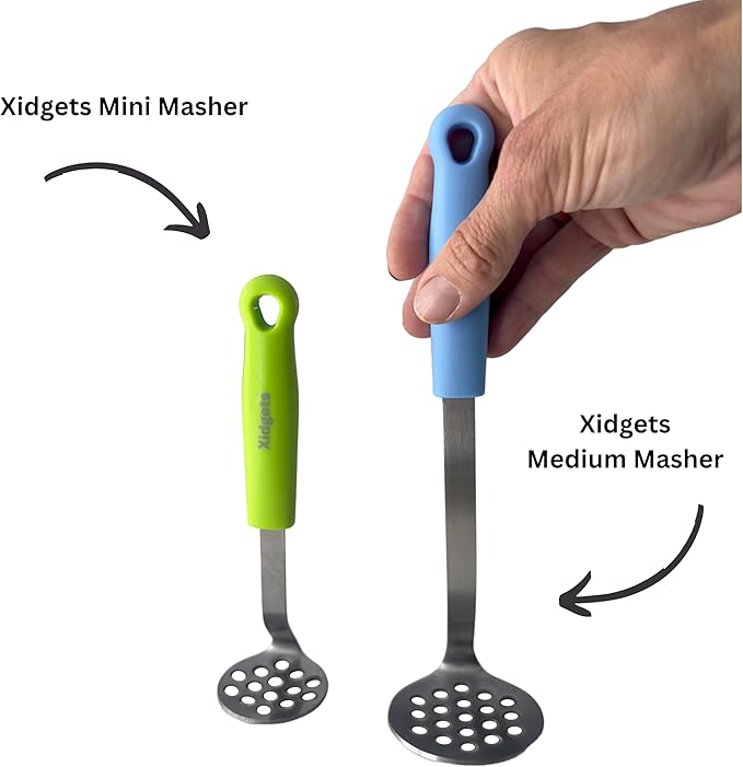 Medium Small Potato masher Egg & Avocado Masher. Sturdy design, comfortable grip, Dishwasher Safe. Stainless steel, lightweight kitchen essential. (Sky Blue)