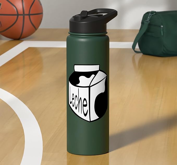 Leche Spanish Milk Carton Dairy Lover Stainless Steel Insulated Water Bottle
