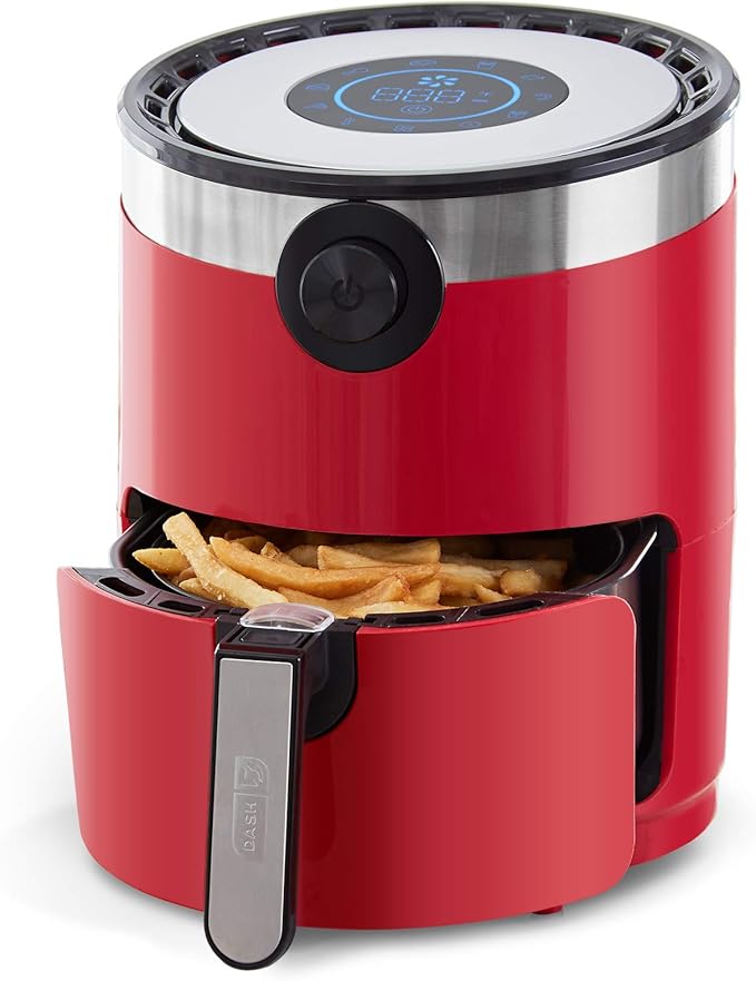 Dash AirCrisp® Pro Digital Air Fryer - Adjustable Temperature Control - Auto Shut-Off Feature & Multiple Presets - Removable Crisper Basket - 3 Quarts - Red
