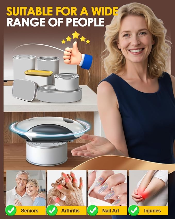 Rechargeable Electric Can Opener, One Touch Safety Automatic Can Opener - Easy Smooth Edge Hands Free, Battery Operated Openers Fits Most Cans, Ideal for Seniors People with Weak Hands & Arthritis