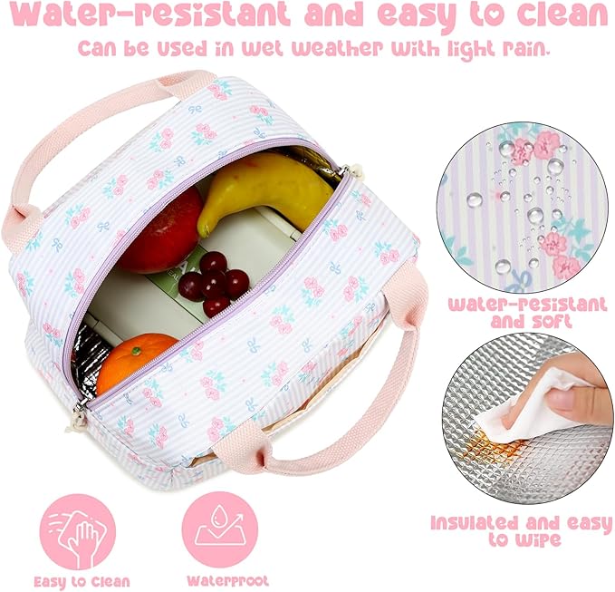 Bluboon Lunch Box for Women Cute Lunch Bag Reusable Insulated Lunch Bags Large Capacity Lunchbox Cooler for Work Picnic or Travel