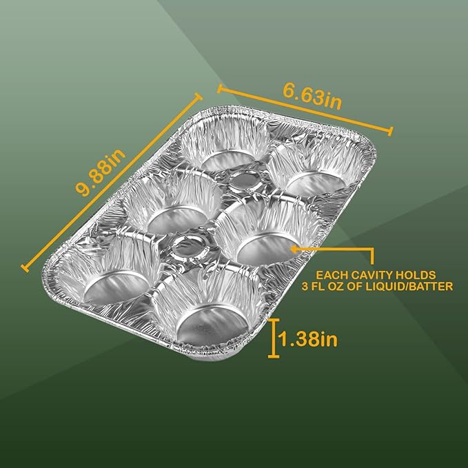 PARTY BARGAINS 6-Cup Aluminum Muffin Pans - 20 Pack, Standard Size Cupcake Pans, Disposable Muffin Tin for Baking (Max 240°C)