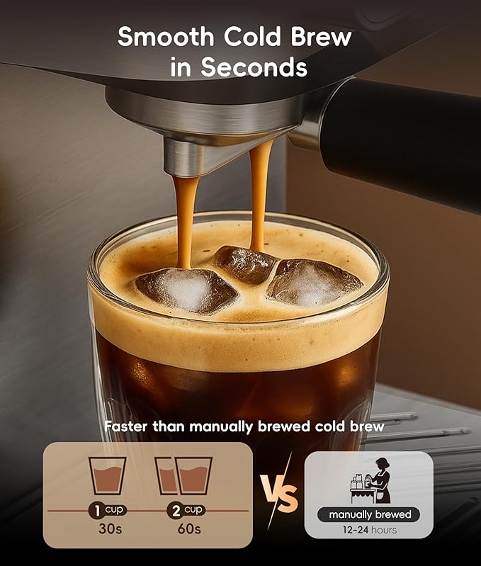 ecozy 4-in-1 Espresso Machine and Coffee Maker Combo with Milk Frother, All in One with Cold Brew & Over Ice, Interactive Touch Screen, Brezzano Elite Series for Cappuccinos, Lattes, Americanos