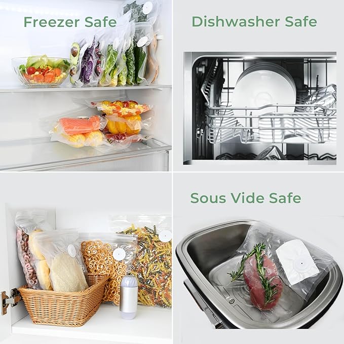 Auto Handheld Vacuum Sealer for Food - Compact Vacuum Sealer with 20 BPA-Free Reusable Air-Valve Bags, 8 Small, 8 Medium, 4 Extra-long), One-Touch Sealing Portable Sealer for Sous Vide&Freshness.