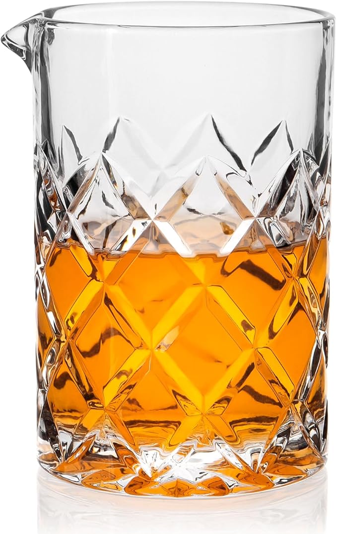 Cocktail Mixing Glass, 18.5oz Crystal Mixing Glass, Thick Bottom Bar Stiring Glasses, Bartender Mixing Jug for Manhattan, Martini, Whiskey