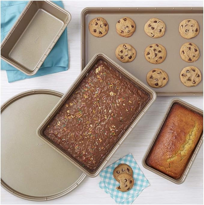 Wilton 2104-3928 Ceramic-Coated Non-Stick Bakeware Set, Tan
