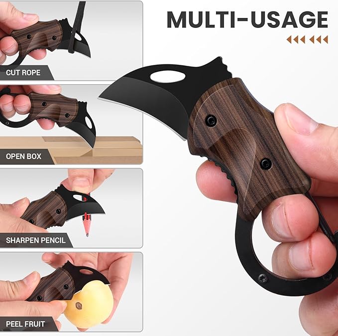 Small Pocket Knife for Men, Cool Box Cutter with 1.34 inch Sharp Blade, EDC Knives Tool for Everyday Carry (Wood Grain)