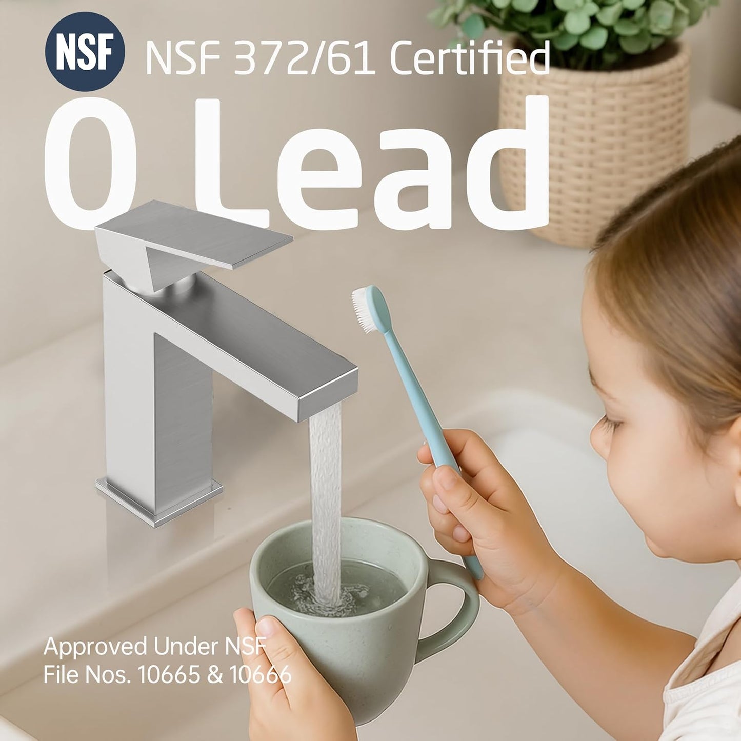 KES Bathroom Faucet Single Handle Modern Bathroom Sink Faucet Single Hole cUPC Certified Stainless Steel Brushed Finish, L3156ALFF12-BS [Fits All States, California Included]