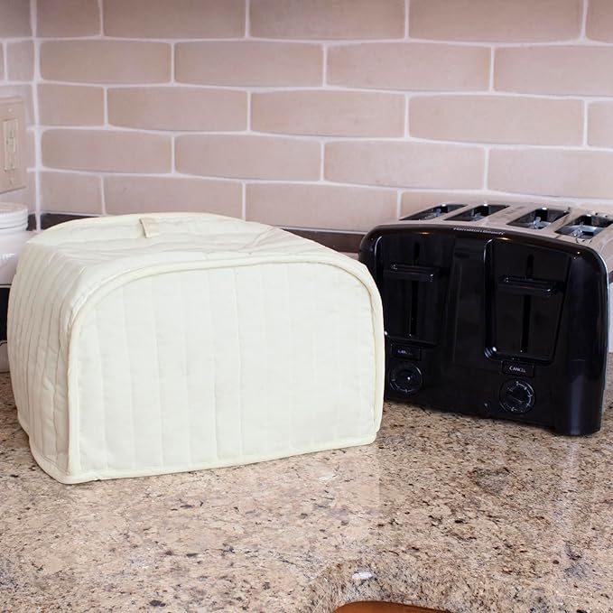 RITZ Premium Universal Four Slice Toaster Cover, 11.25" x 7.25" x 10.5", Polyester and Cotton Quilted, Fingerprint Protector, Super Soft Appliance Cover, Dust Cover (Appliance NOT Included), Natural
