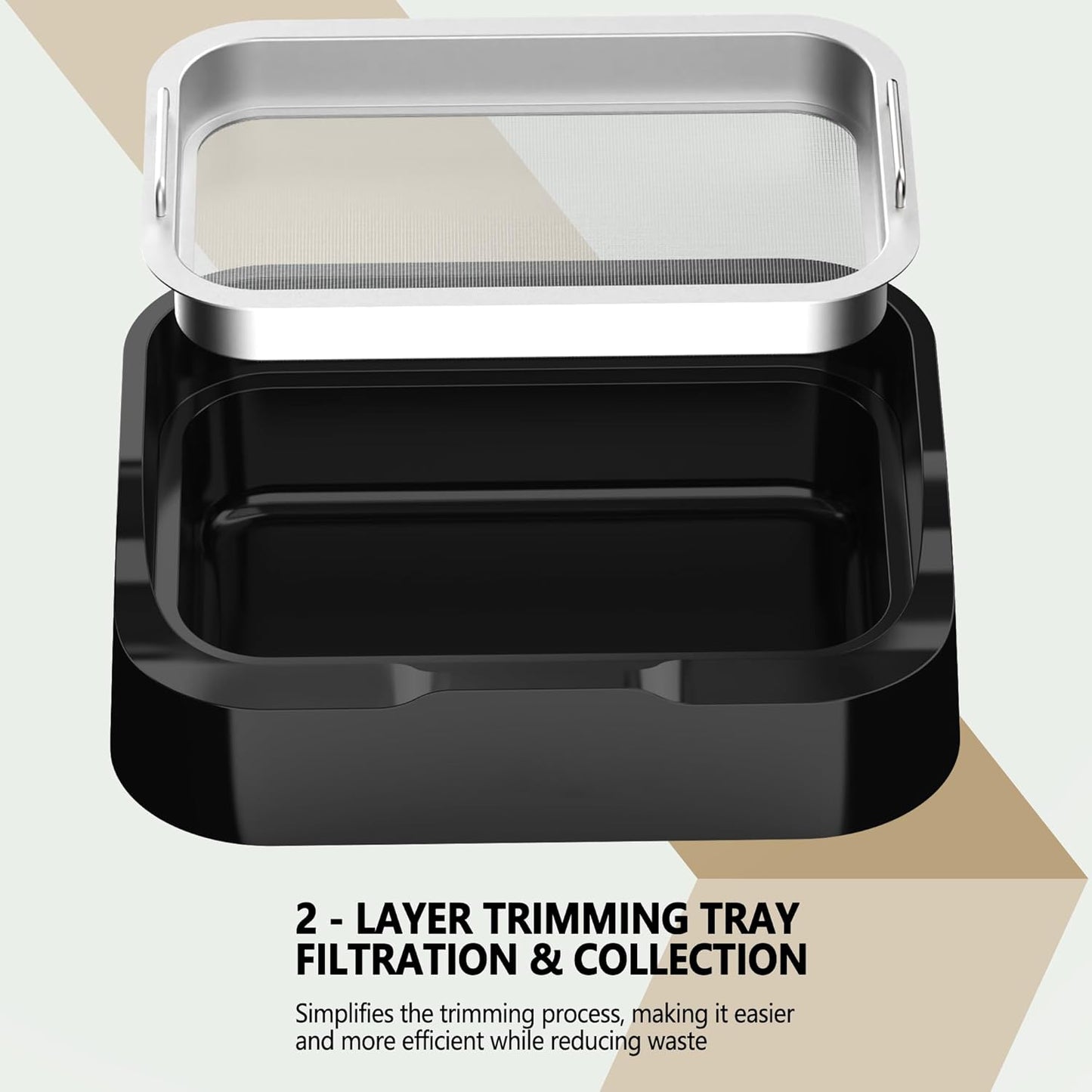 Trim Tray with Replaceable 150 Micron Mesh Screen – Includes 2 Precision Scissors, Static Brush & Magnifying Glass – Sifting Tray for Fine Particle Sorting & Small Items