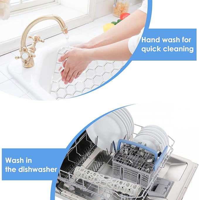 Bestjing Silicone Sink Protectors for Kitchen Sink - 12" x 11" Kitchen Grid Accessory, Non-Slip Heat-Resistant Mat for Bottom of Porcelain Stainless Steel, Dishwasher Safe (White)