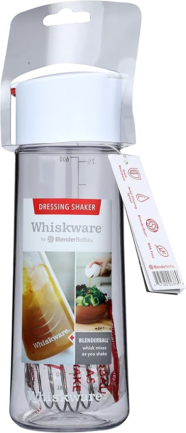 Whiskware Tritan Plastic Salad Dressing Bottle with BlenderBall Whisk, Leak Proof Salad Dressing Shaker Bottle for Fresh, Homemade Dressings