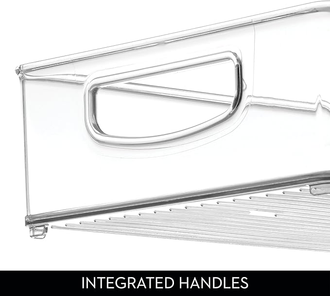 iDesign Plastic Stackable Pantry Bin - Organizer Bin with Handles for Cabinets or Fridge - Set of 2 - Clear